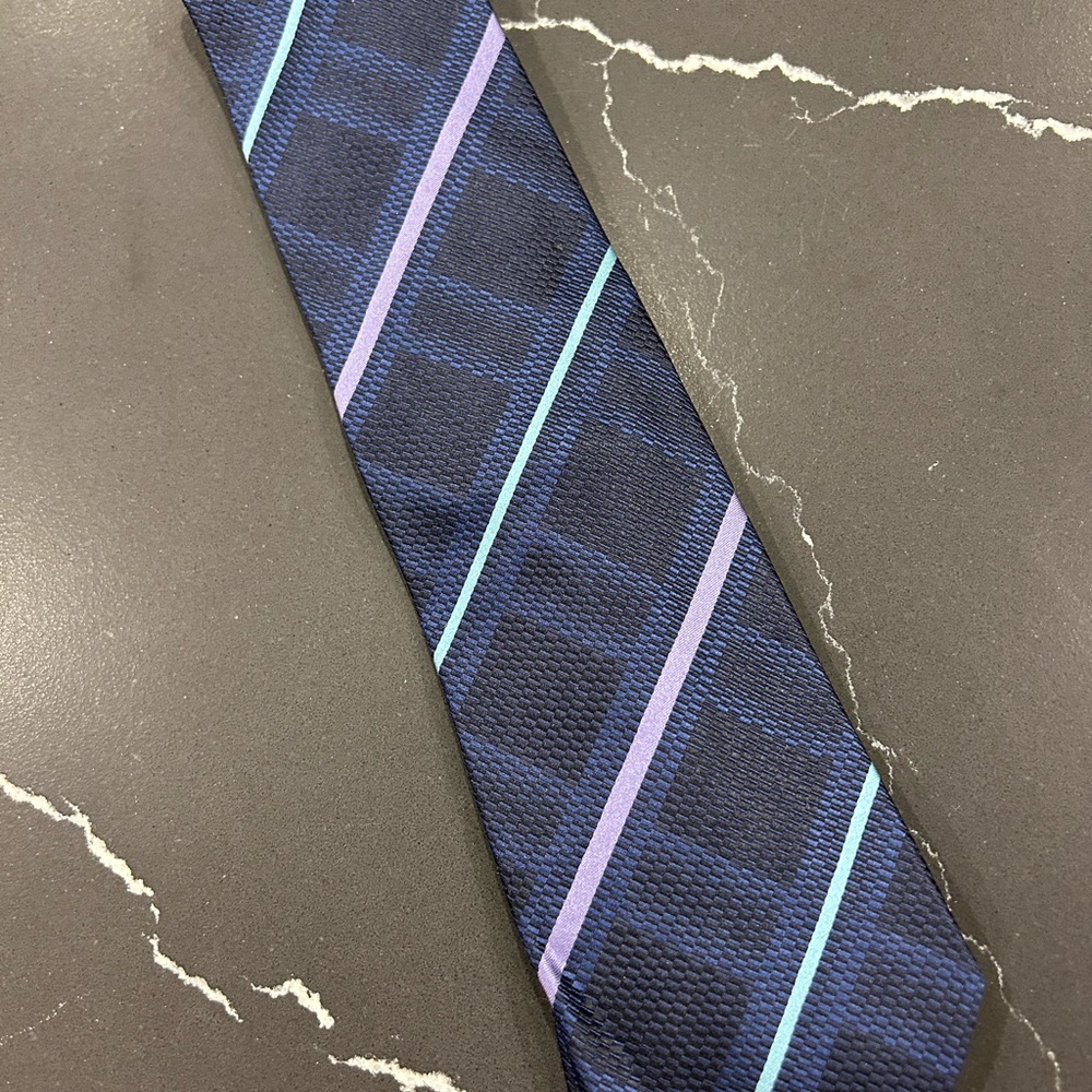 Giorgio Armani Blue and Purple Striped Tie Classic Accessory